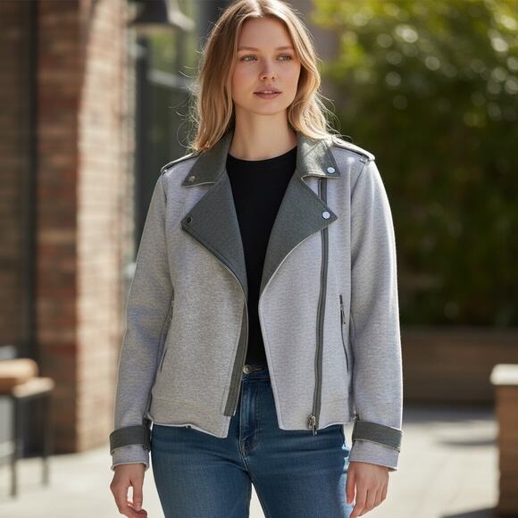 Orly Fleece Jacket Full Zip Asymmetric Sweatshirt Studded - Picture 14 of 14